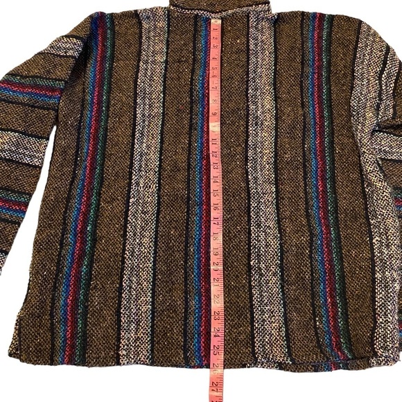 Vintage 1990s Centro Cobijero De Mexico Rasta Blanket Knit Hoodie‎ - Picture 6 of 10